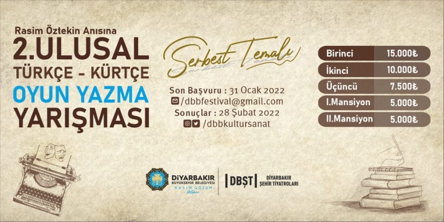 DBŞT'den 2. Ulusal Türkçe-Kürtçe Oyun Yazma Yarışması